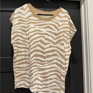 LOFT Zebra Print Blouse in Tan and White